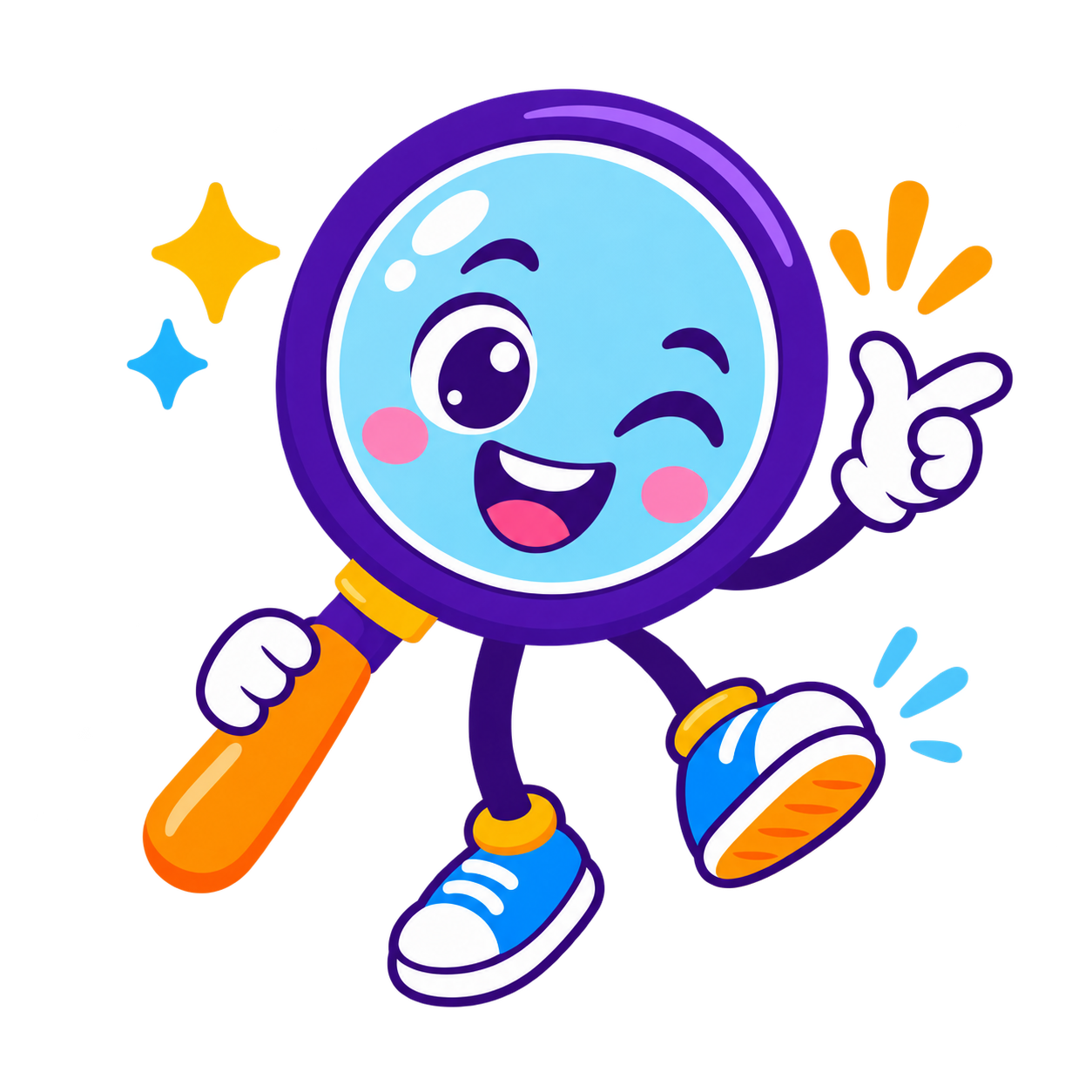 GiggleFind magnifying glass mascot